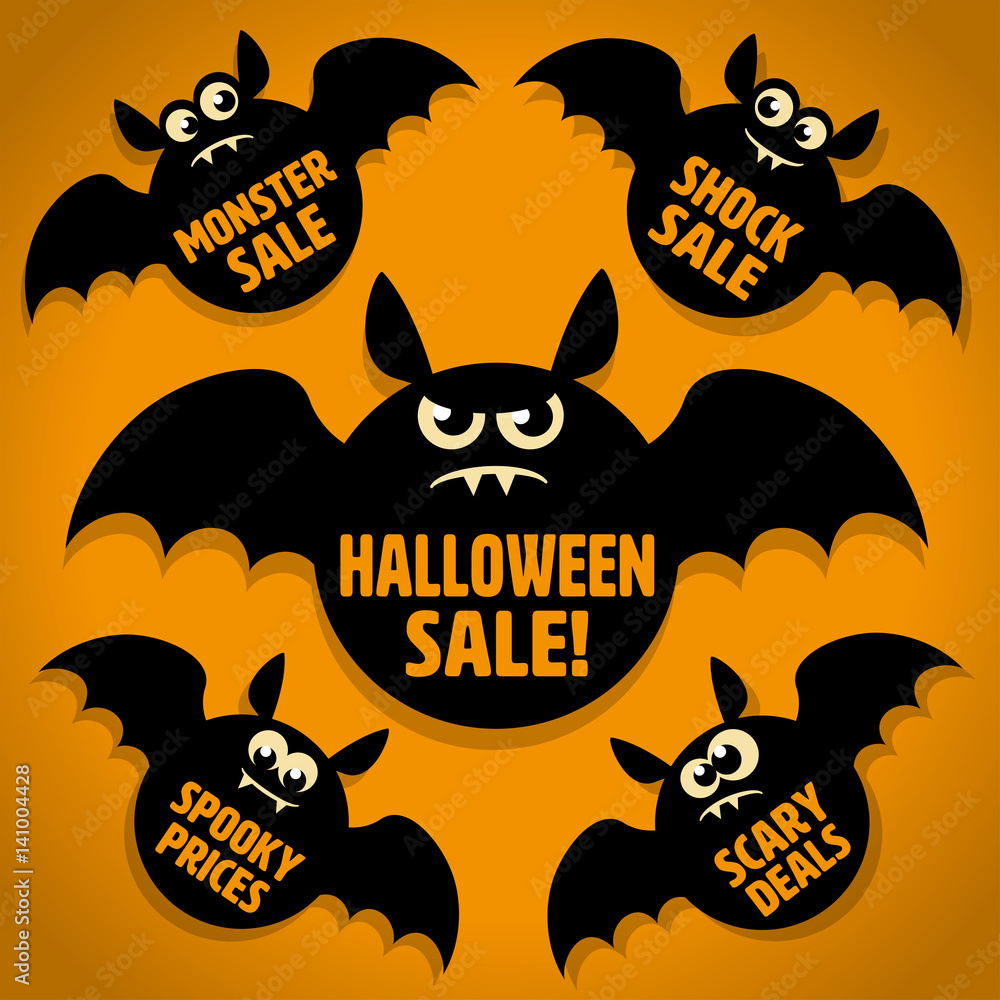 Scary Little Bat Halloween Sale Icons