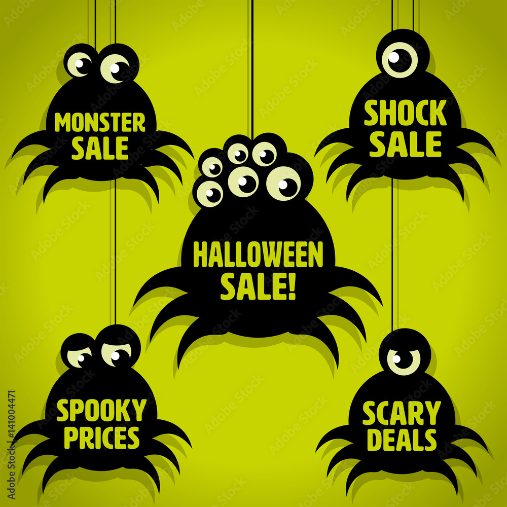 Scary Little Spiky Spider Halloween Sale Icons