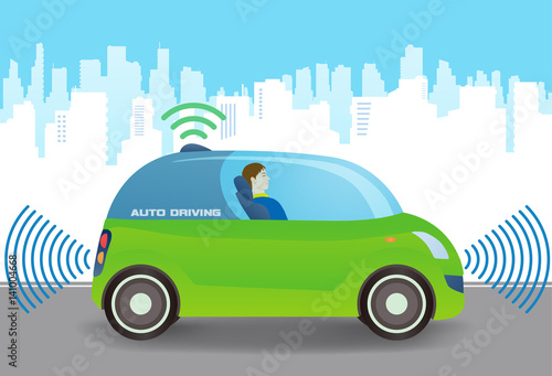 relaxed driver in autonomous vehicle, self driving car, sensing and wireless communication