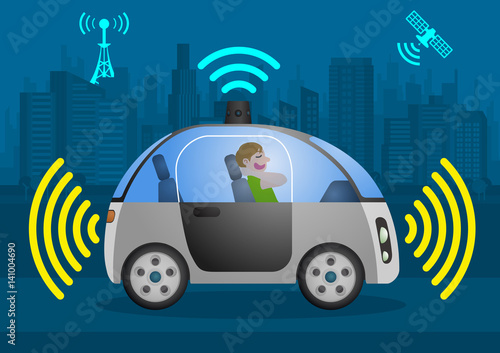 relaxed driver in autonomous vehicle, self driving car, sensing and wireless communication