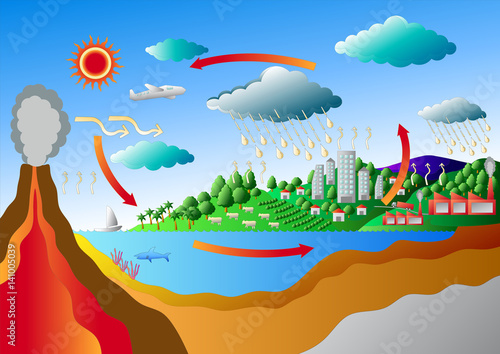 Carbon Cycle and Sulfur Cycle vector