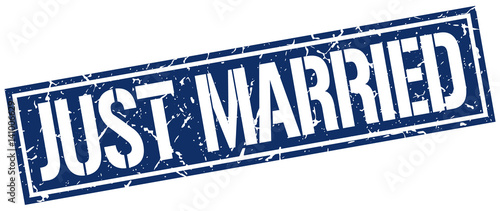 just married square grunge stamp