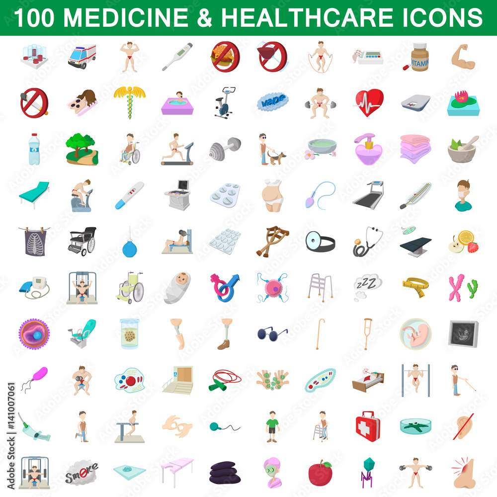 Fototapeta premium 100 medicine and healthcare icons set