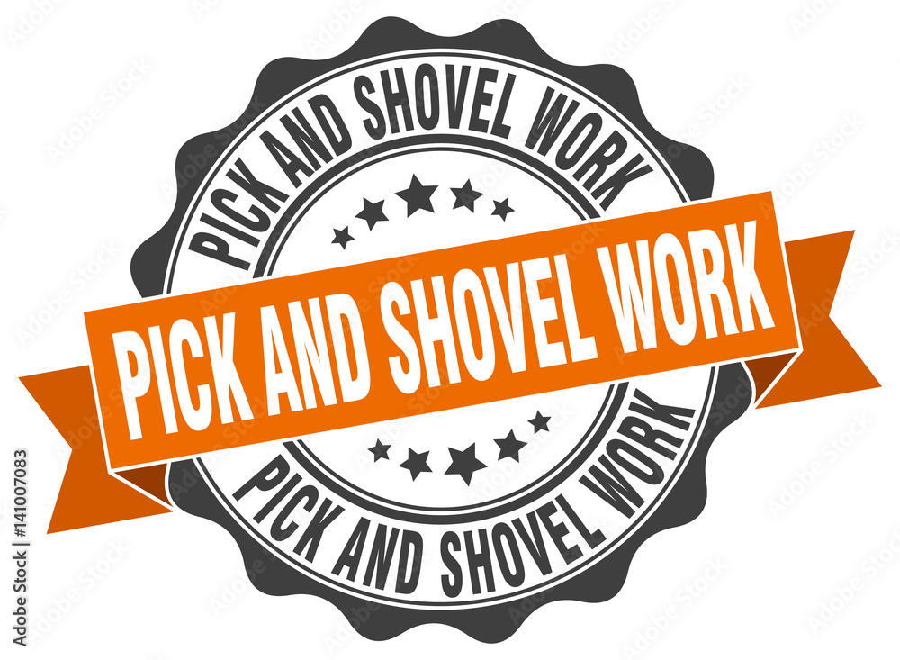 Fototapeta premium pick and shovel work stamp. sign. seal