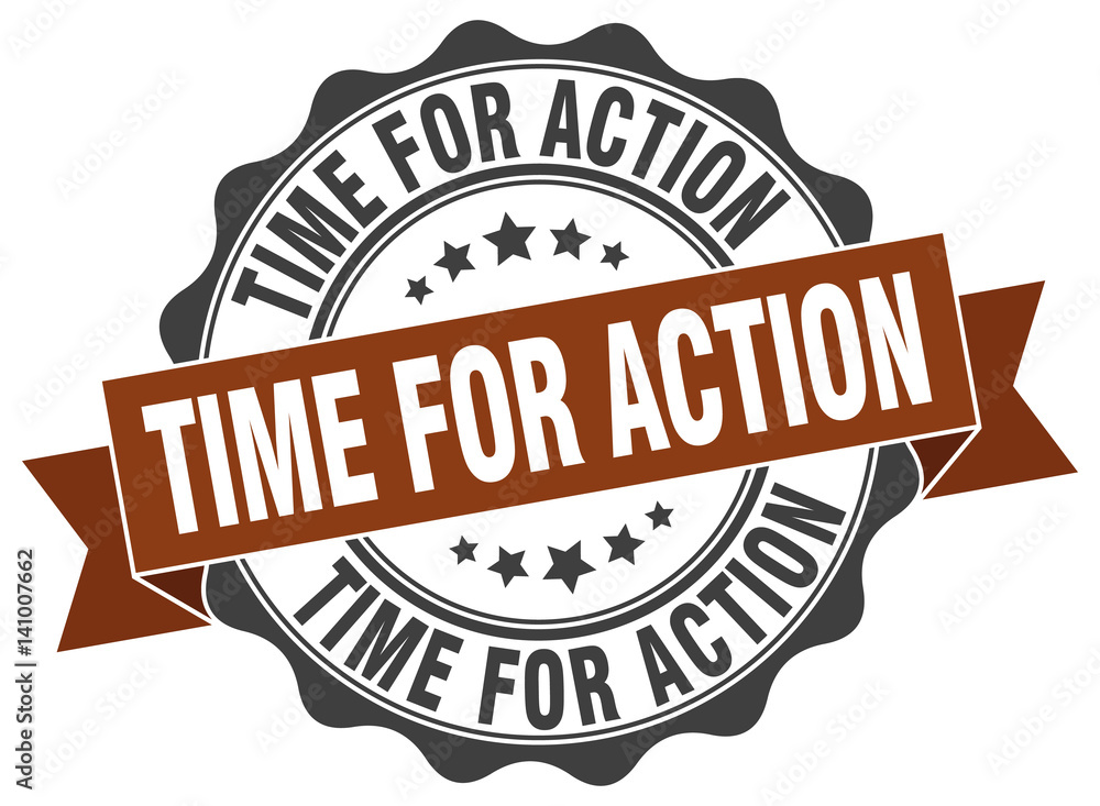 time for action stamp. sign. seal