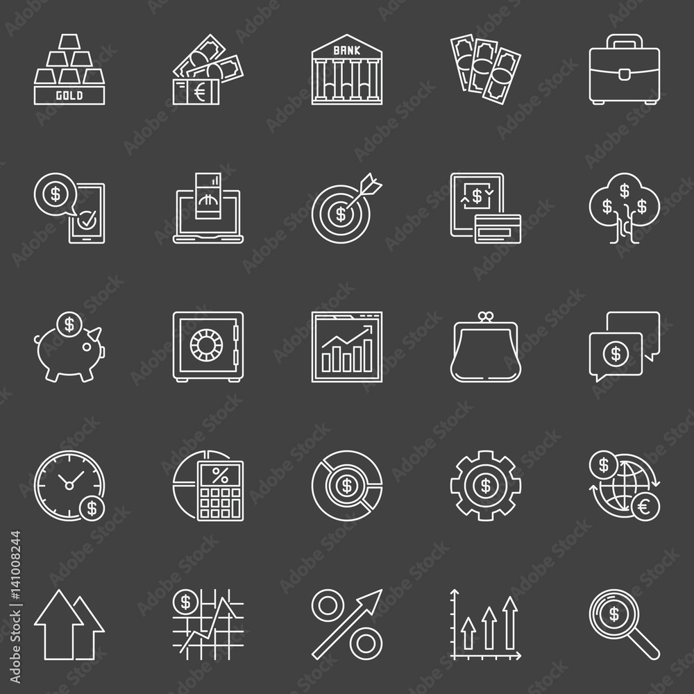 Investment and business outline icons Investment and business outline icons