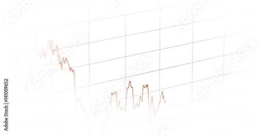 Loopable / seamless rising and growing of a line Chart on white background