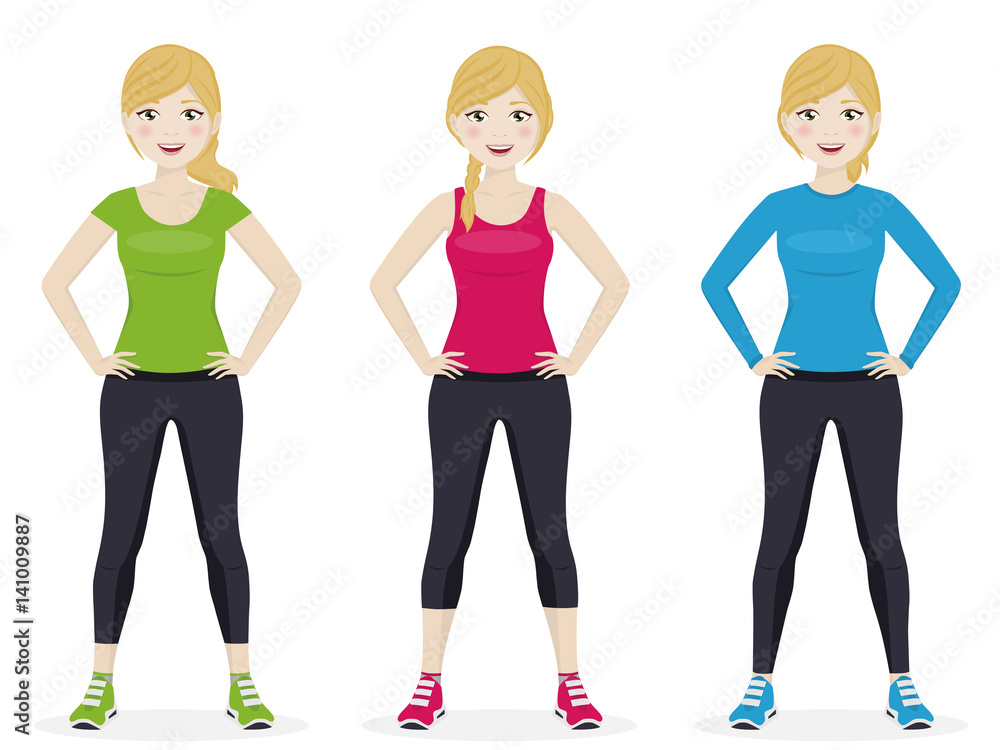 Woman playing sport with different sportswear Woman playing sport with different sportswear