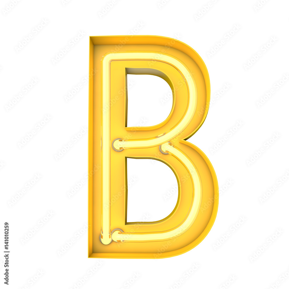 Neon style light letter B. Glowing neon Capital letter. 3D rendering Neon style light letter B. Glowing neon Capital letter. 3D rendering