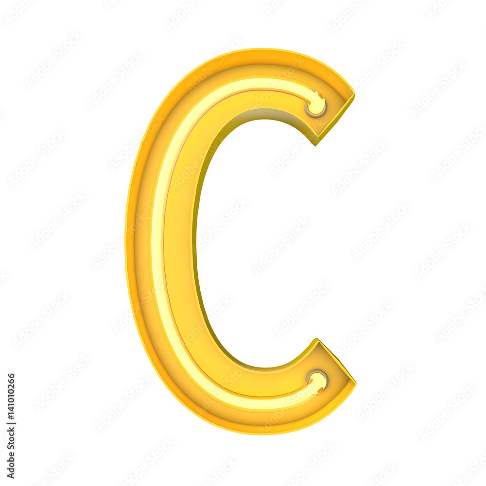 Neon style light letter C. Glowing neon Capital letter. 3D rendering Neon style light letter C. Glowing neon Capital letter. 3D rendering