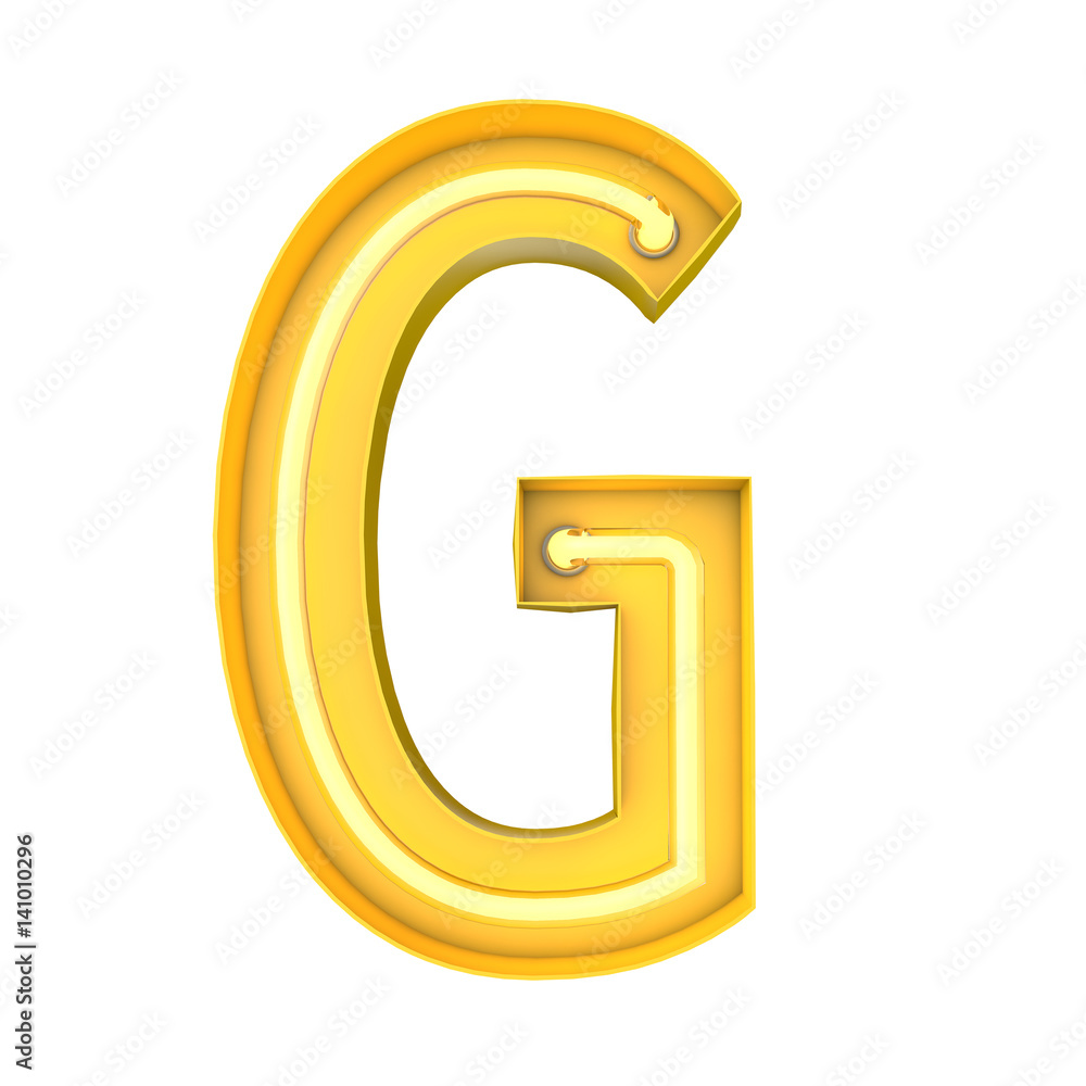 Neon style light letter G. Glowing neon Capital letter. 3D rendering Neon style light letter G. Glowing neon Capital letter. 3D rendering