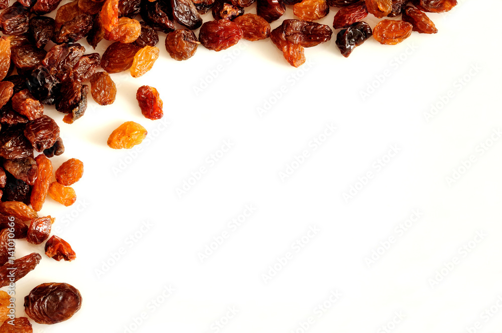 Fototapeta premium Background with raisins, large copy space