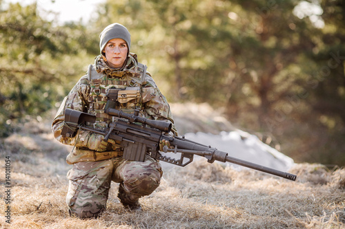 Konstfotografi Army sniper during the military operation.