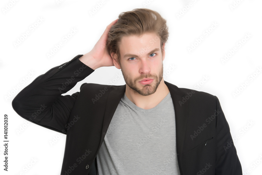 bearded man with stylish beard, moustache isolated on white bearded man with stylish beard, moustache isolated on white