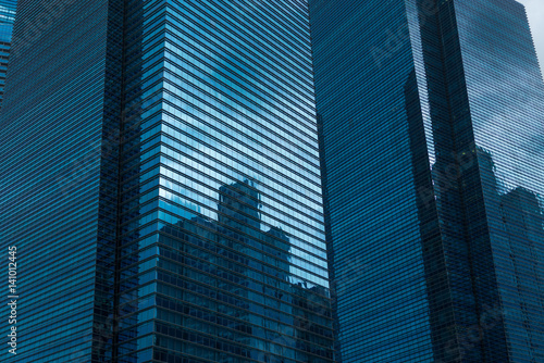 Modern Business Office Building Windows Repeating Pattern Blue Glass Facade