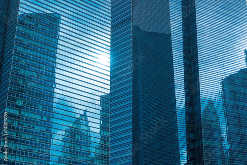 Modern Business Office Building Windows Repeating Pattern Blue Glass Facade