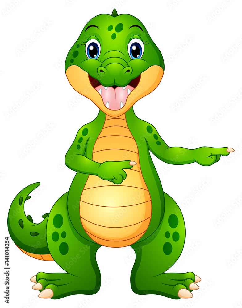 Fototapeta premium Funny crocodile cartoon pointing