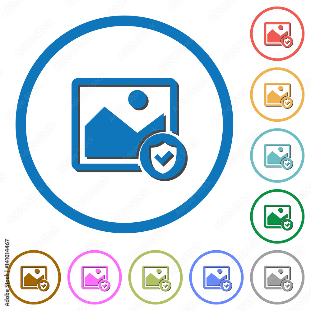 Protected image icons with shadows and outlines