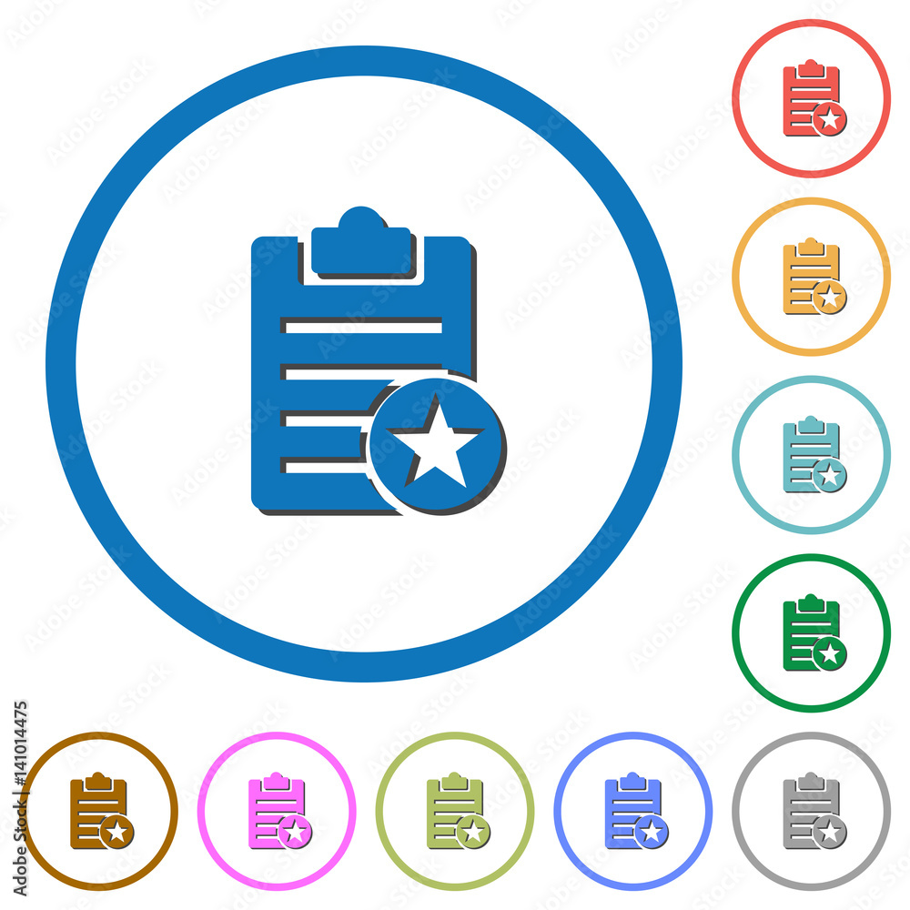 Marked note icons with shadows and outlines Marked note icons with shadows and outlines