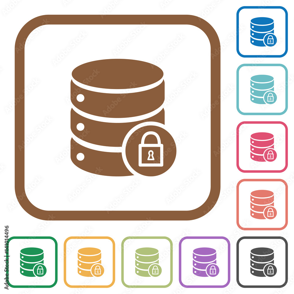 Database lock simple icons Database lock simple icons