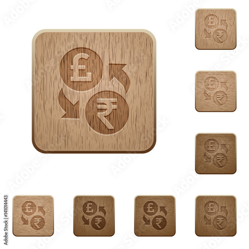 Pound Rupee money exchange wooden buttons