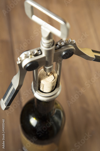 Bottle of wine On Wood Surface