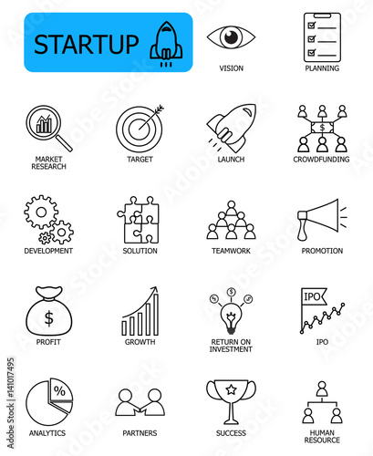 Set of Startup related vector line icon. Editable stroke with 48 x 48 pixel