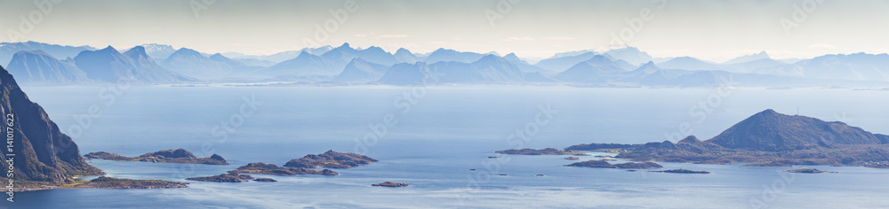 View to Norway land from Lofoten islands. View to Norway land from Lofoten islands.