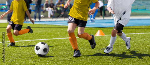 Football match for children. Training and football soccer tournament
