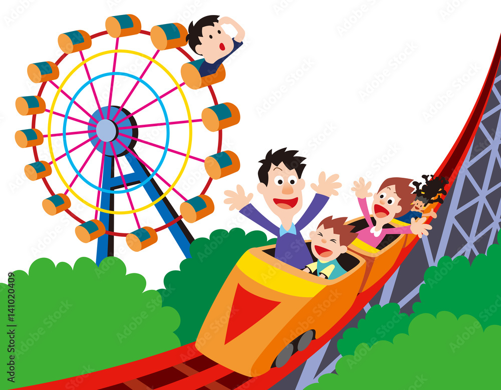 ジェットコースター 観覧車 遊園地 家族 家族レジャー Stock イラスト Adobe Stock