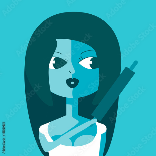 Girl with rolling pin flat illustration