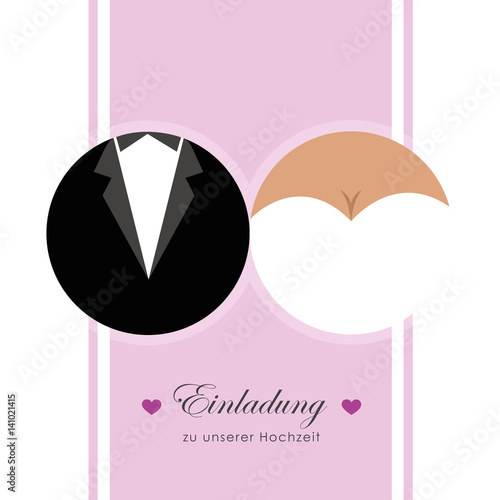 Einladung zur Hochzeit rosa weiß