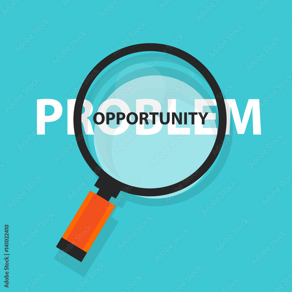 opportunity in problem concept business analysis magnifying glass symbol opportunity in problem concept business analysis magnifying glass symbol