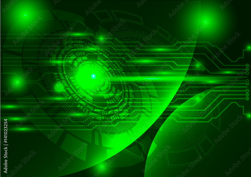 green technology background abstract digital tech circle