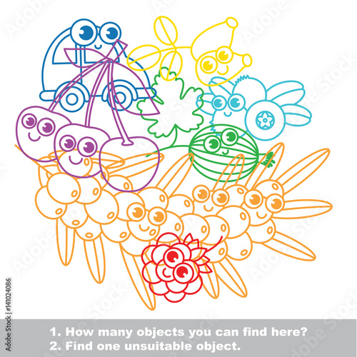 Cute sweet berries mishmash set in vector.