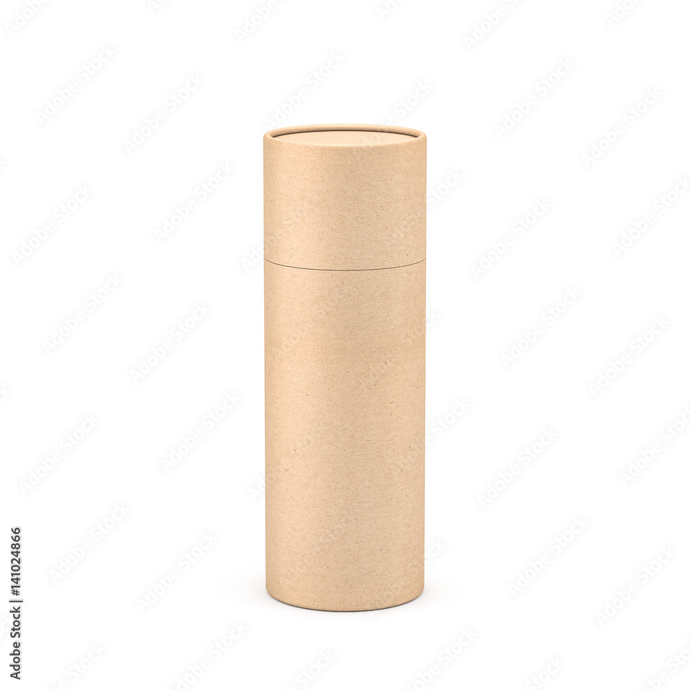Kraft Brown paper tube tin can packaging Mockup, 3d rendering Kraft Brown paper tube tin can packaging Mockup, 3d rendering