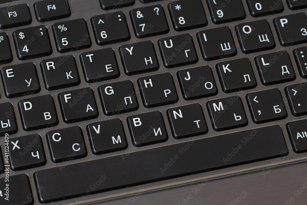 Black keyboard of laptop closeup. Business or education concept Black keyboard of laptop closeup. Business or education concept
