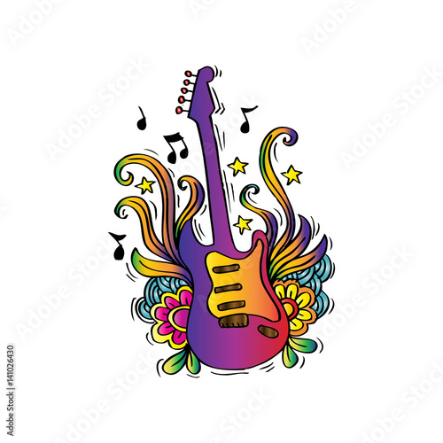 Guitar with floral details for entertainment design