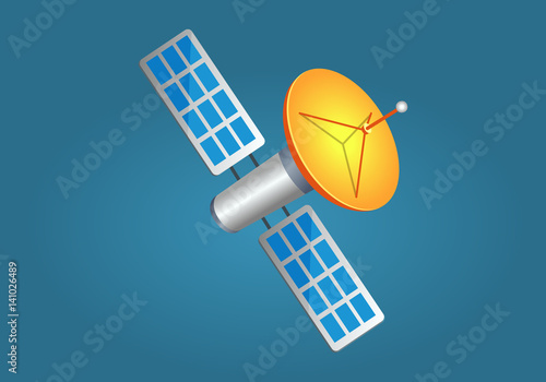 Satellites in Cartoon Style with Yellow Aerial
