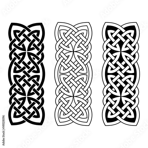 Celtic national ornament interlaced tape. Black ornament isolated on white background.