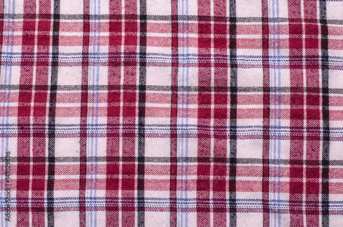 Closed up Texture of tablecloth, gingham pattern in red, white and navy blue, checked pattern