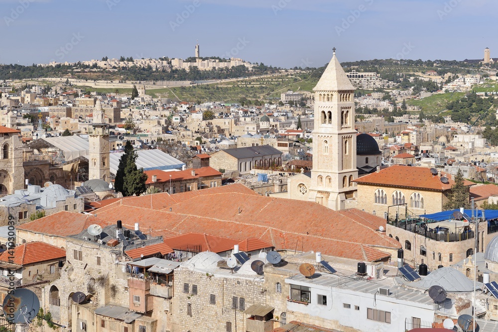 Roofs of Old city of Jerusalem, Israel, 23 March 2016