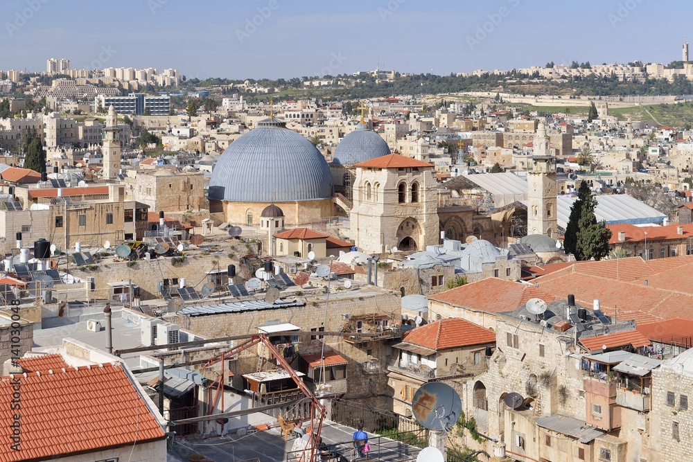 Roofs of Old city of Jerusalem, Israel, 23 March 2016