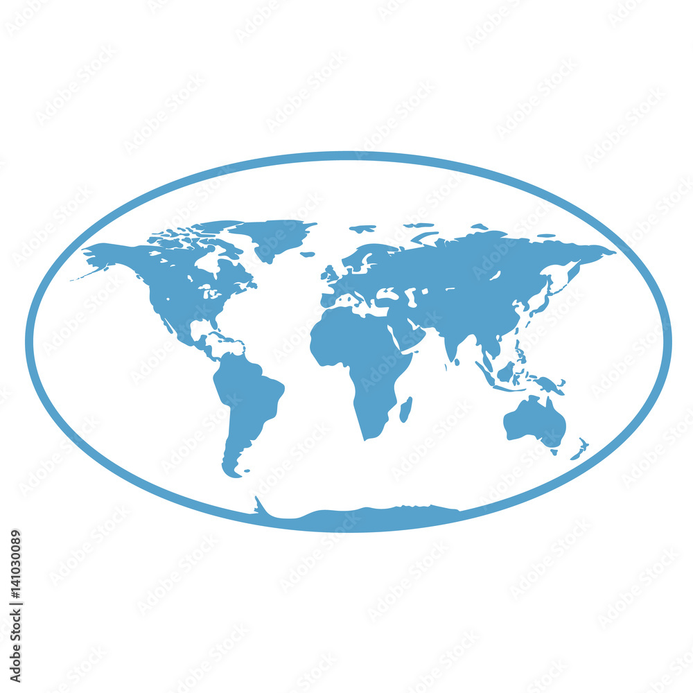 World map. The main outlines of the continents. Flat design. Abstract concept. Vector illustration.