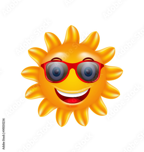 Funny Face of Summer Sun with Sunglasses