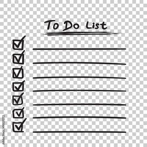 To do list icon with hand drawn text. Checklist, task list vector illustration in flat style on isolated background. photo