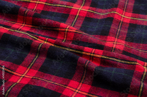 Closed up Texture of tablecloth, gingham pattern in red, white and navy blue, checked pattern