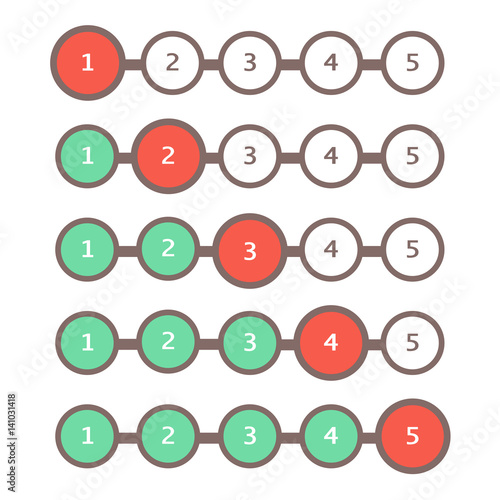 Progress bar set. Loading status bar vector web indicator. Process download step by step.