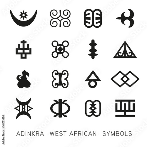 Set of akan and adinkra -west african- symbols vector
