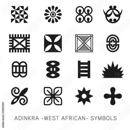 Set of akan and adinkra -west african- symbols vector 